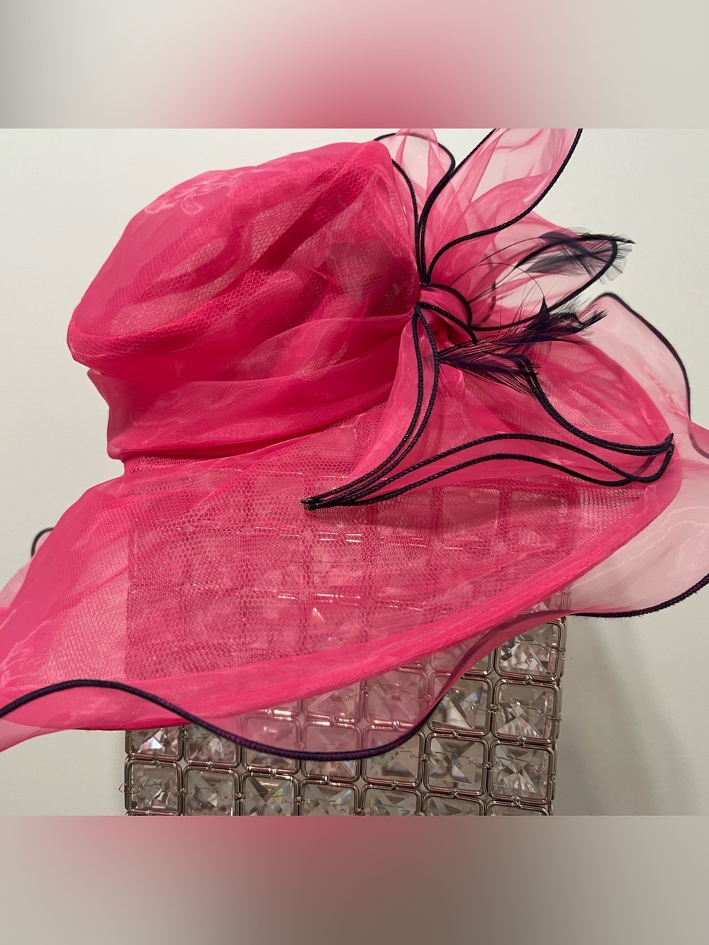 Scala Pronto Hot Pink Women's Occasion Hat with Black Trim l OS